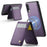 JEEHOOD For Samsung Galaxy A50 Leather Back Cover Magnetic Case  J06 Phone Case with Card Bag RFID Blocking - Purple - 2