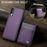 JEEHOOD For Samsung Galaxy A50 Leather Back Cover Magnetic Case  J06 Phone Case with Card Bag RFID Blocking - Purple - 4
