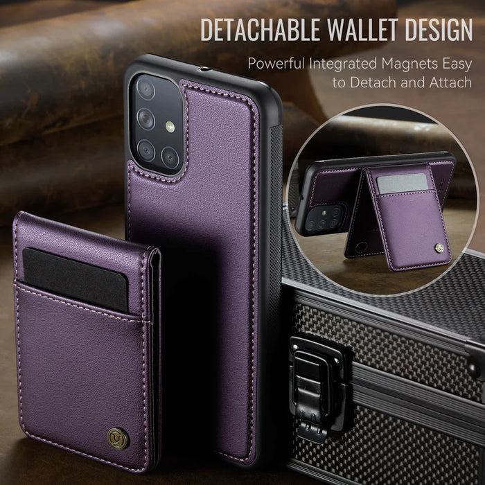JEEHOOD For Samsung Galaxy A51 4G SM-A515 Leather Back Cover Magnetic Case  J06 Phone Case with Card Bag RFID Blocking - Purple - 7