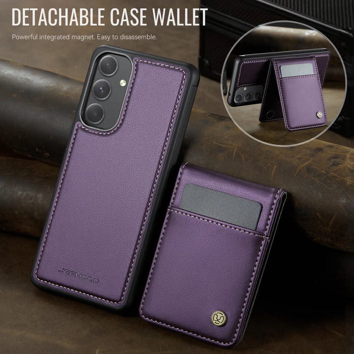 JEEHOOD For Samsung Galaxy A54 5G Leather Back Cover Magnetic Case  J06 Phone Case with Card Bag RFID Blocking - Purple - 4