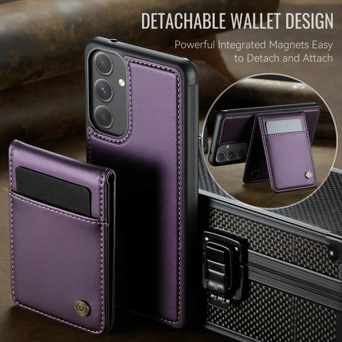 JEEHOOD For Samsung Galaxy A54 5G Leather Back Cover Magnetic Case  J06 Phone Case with Card Bag RFID Blocking - Purple - 7