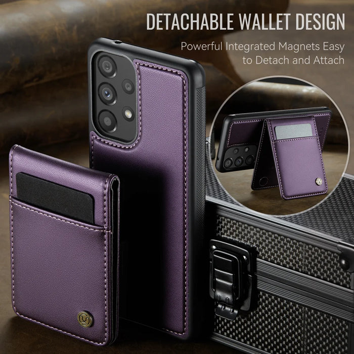 JEEHOOD For Samsung Galaxy A53 5G Leather Back Cover Magnetic Case  J06 Phone Case with Card Bag RFID Blocking - Purple - 7