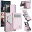 JEEHOOD For Samsung Galaxy Note20 Leather Back Cover Magnetic Case  J06 Phone Case with Card Bag RFID Blocking - Pink - 1