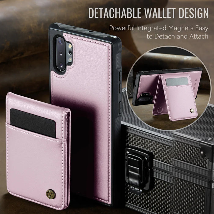 JEEHOOD For Samsung Galaxy Note 10 Plus 5G Leather Back Cover Magnetic Case  J06 Phone Case with Card Bag RFID Blocking - Pink - 7