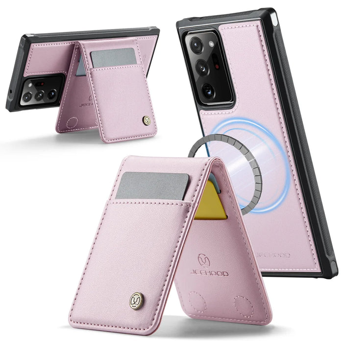 JEEHOOD For Samsung Galaxy Note20 Ultra Leather Back Cover Magnetic Case  J06 Phone Case with Card Bag RFID Blocking - Pink - 2