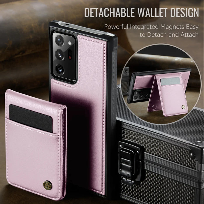 JEEHOOD For Samsung Galaxy Note20 Ultra Leather Back Cover Magnetic Case  J06 Phone Case with Card Bag RFID Blocking - Pink - 7