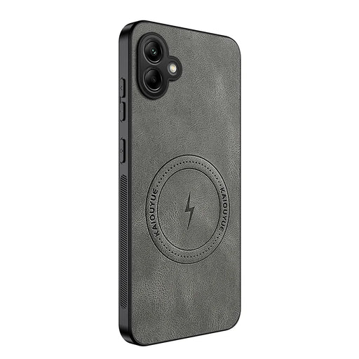 WANLONFENG For Samsung Galaxy A06 4G Magnetic Case  SD1 Series Nappa Texture PC TPU Phone Cover - Grey - 1
