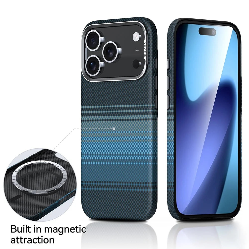 SULADA For iPhone 17 Pro Magnetic Case Hard PC Anti-Scratch Phone Cover - Sunrise Blue - 2