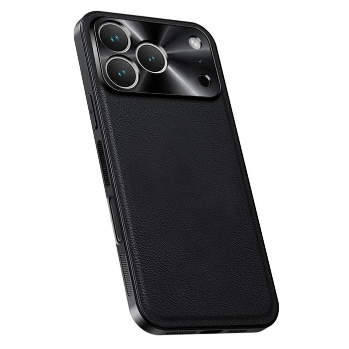 For iPhone 17 Pro Case PU + TPU + PC Phone Back Cover with Metal Lens Frame - Black - 1