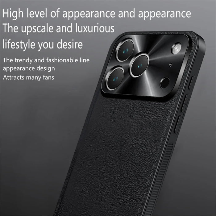 For iPhone 17 Pro Case PU + TPU + PC Phone Back Cover with Metal Lens Frame - Black - 3