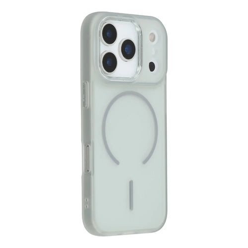 For iPhone 17 Pro Max Phone Case Compatible with MagSafe TPU + PC Matte Back Cover with Glitter Lens Frame - Transparent Grey - 1