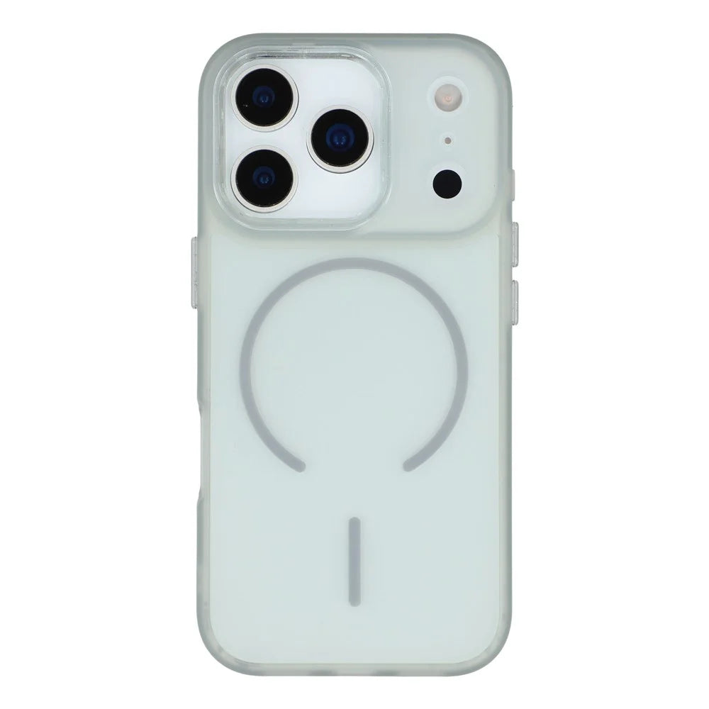 For iPhone 17 Pro Max Phone Case Compatible with MagSafe TPU + PC Matte Back Cover with Glitter Lens Frame - Transparent Grey - 3