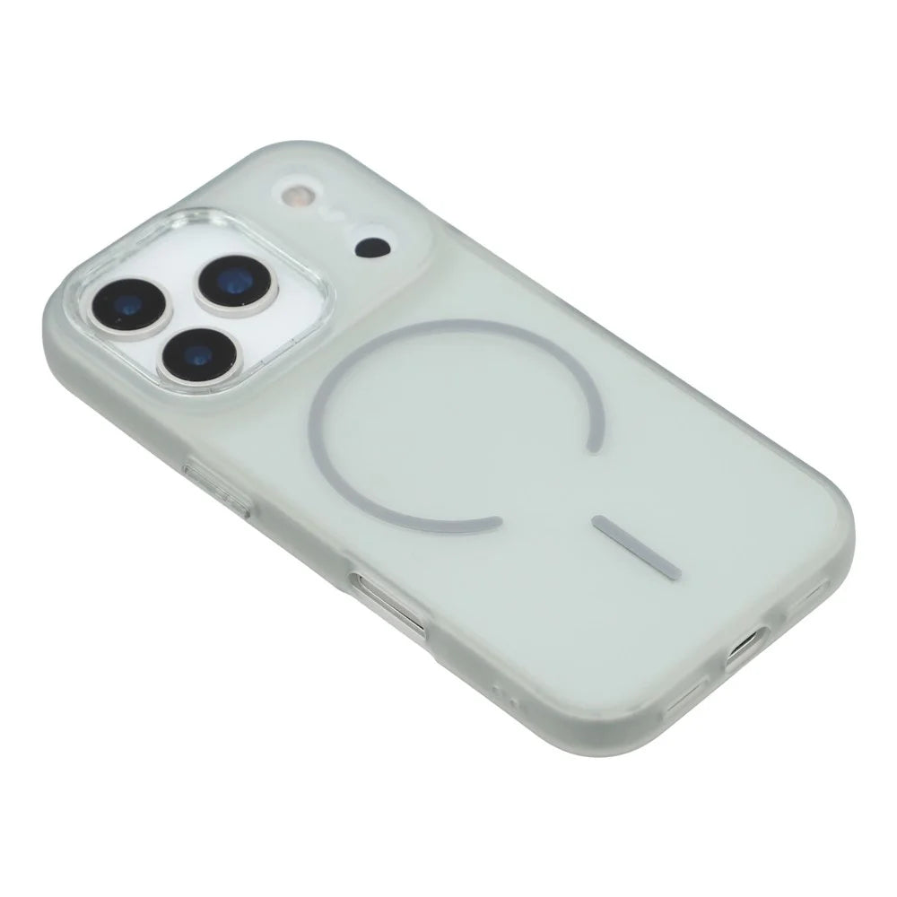 For iPhone 17 Pro Max Phone Case Compatible with MagSafe TPU + PC Matte Back Cover with Glitter Lens Frame - Transparent Grey - 4