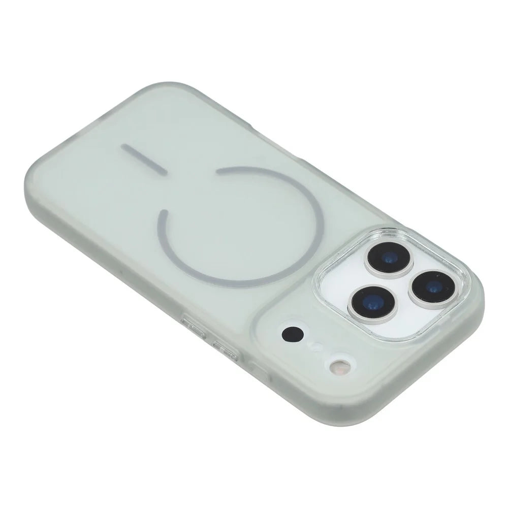 For iPhone 17 Pro Max Phone Case Compatible with MagSafe TPU + PC Matte Back Cover with Glitter Lens Frame - Transparent Grey - 5