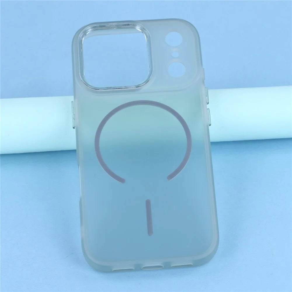 For iPhone 17 Pro Max Phone Case Compatible with MagSafe TPU + PC Matte Back Cover with Glitter Lens Frame - Transparent Grey - 6