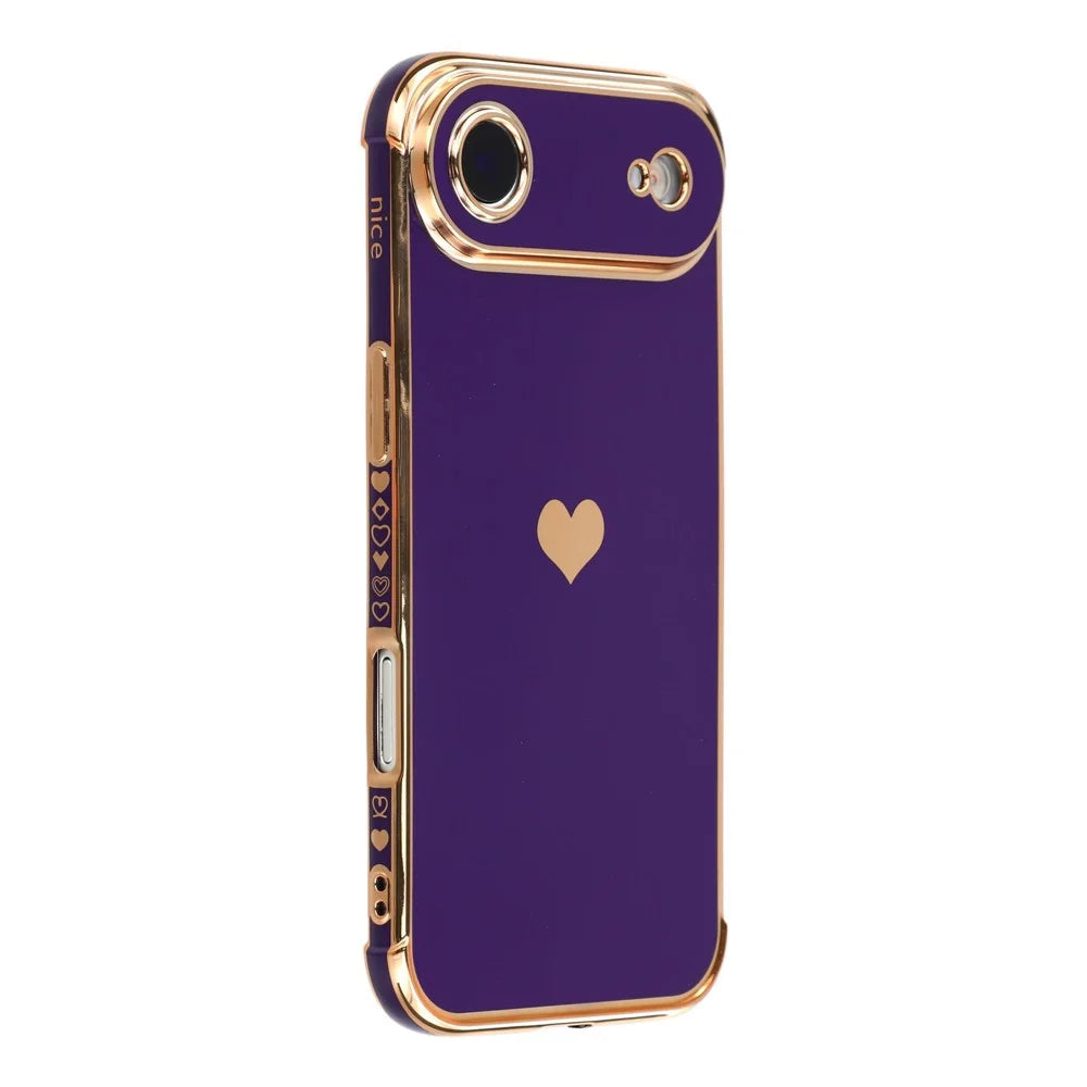 For iPhone Air Case TPU Phone Back Cover Electroplating Heart Pattern - Dark Purple - 1