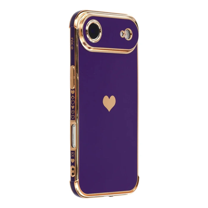 For iPhone Air Case TPU Phone Back Cover Electroplating Heart Pattern - Dark Purple - 1