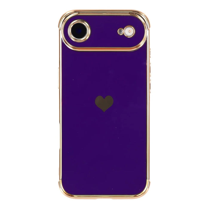 For iPhone Air Case TPU Phone Back Cover Electroplating Heart Pattern - Dark Purple - 3