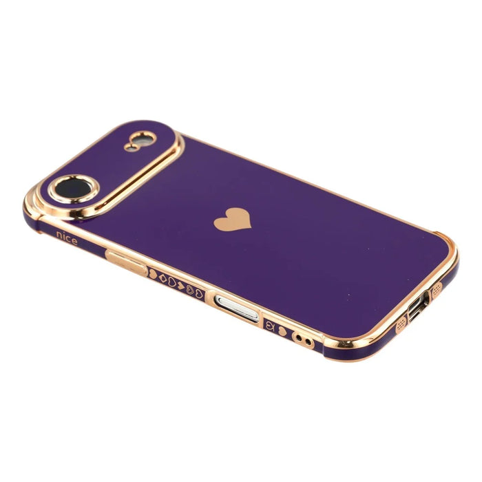 For iPhone Air Case TPU Phone Back Cover Electroplating Heart Pattern - Dark Purple - 4