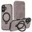 For iPhone 17 Case Compatible with MagSafe RFID Blocking Leather Wallet Cover with Rotating Ring Kickstand - Grey - 1