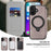 For iPhone 17 Case Compatible with MagSafe RFID Blocking Leather Wallet Cover with Rotating Ring Kickstand - Grey - 4