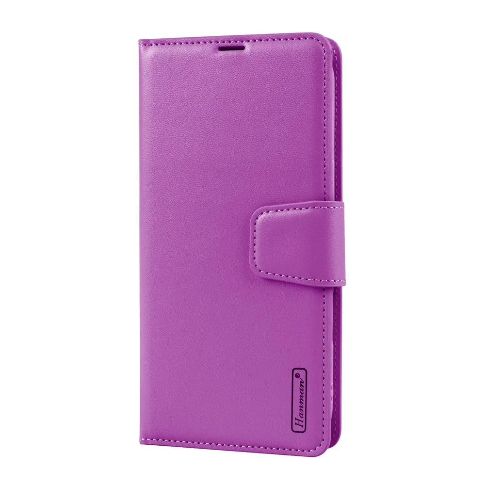 HANMAN Mill Series for iPhone 17 Pro Max Case Wallet Stand PU Leather Phone Cover - Purple - 4