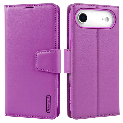 HANMAN Mill Series for iPhone Air Case Wallet Stand PU Leather Phone Cover - Purple - 1