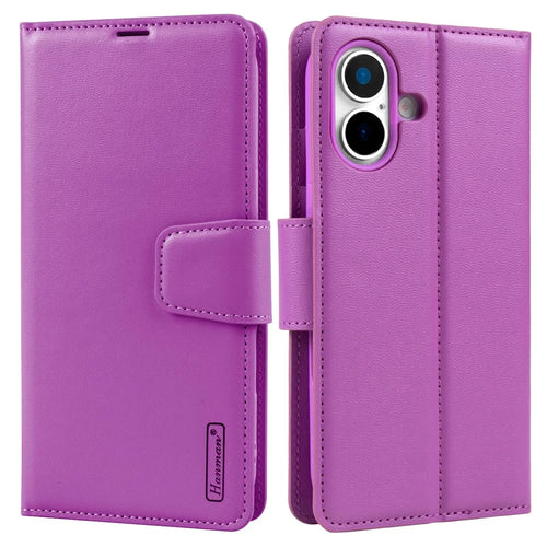 HANMAN Mill Series for iPhone 17 Case Wallet Stand PU Leather Phone Cover - Purple - 1