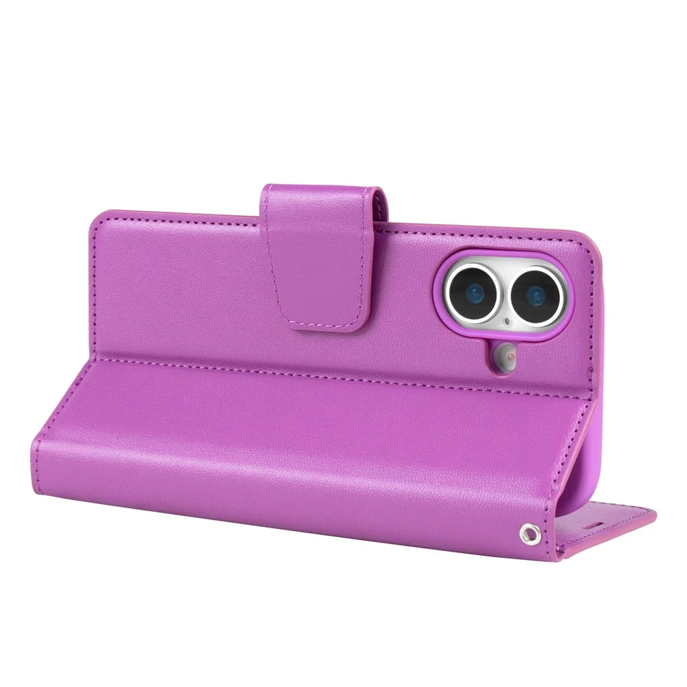 HANMAN Mill Series for iPhone 17 Case Wallet Stand PU Leather Phone Cover - Purple - 3