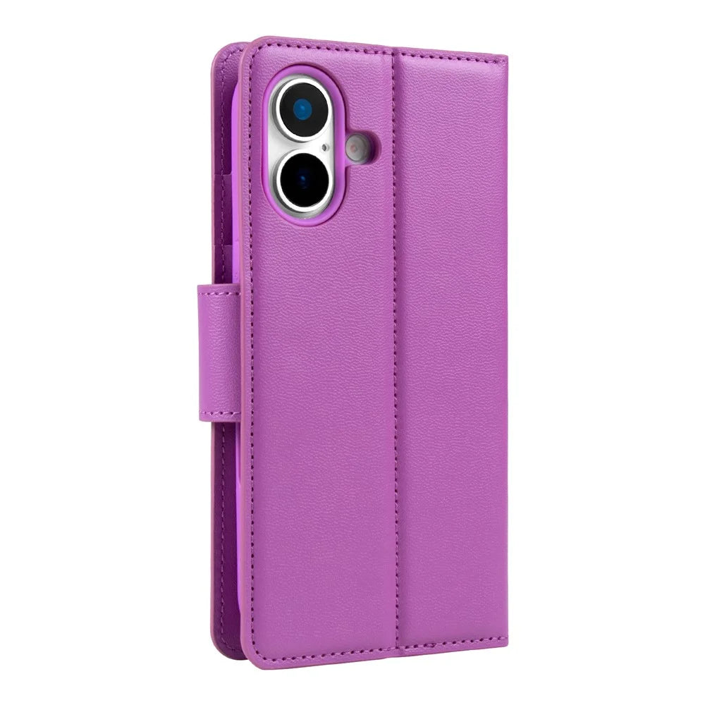 HANMAN Mill Series for iPhone 17 Case Wallet Stand PU Leather Phone Cover - Purple - 5