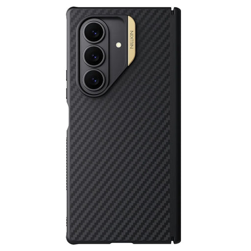 NILLKIN For Samsung Galaxy Z Fold7 5G Magnetic Case Carbon Fiber Texture TPU + PC Shockproof Phone Cover - Gold - 2
