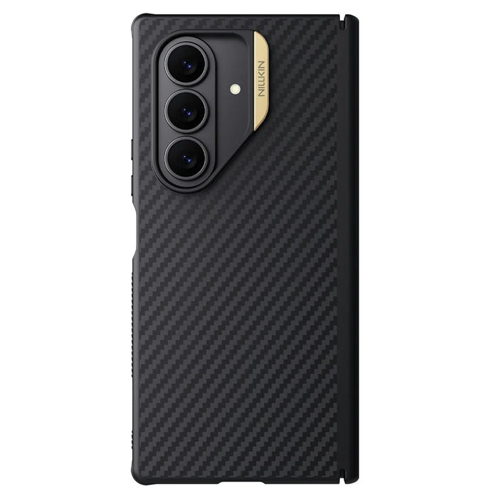 NILLKIN For Samsung Galaxy Z Fold7 5G Magnetic Case Carbon Fiber Texture TPU + PC Shockproof Phone Cover - Gold - 2