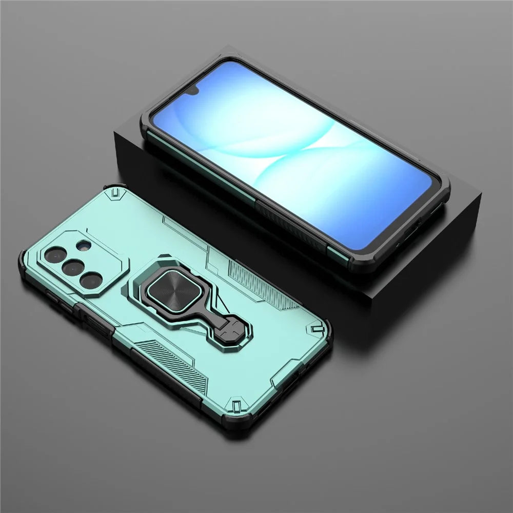 For Samsung Galaxy A18 5G / A18 4G / A17 5G / A17 4G Case Rotatable Ring Kickstand PC + TPU Shockproof Phone Cover - Green - 6