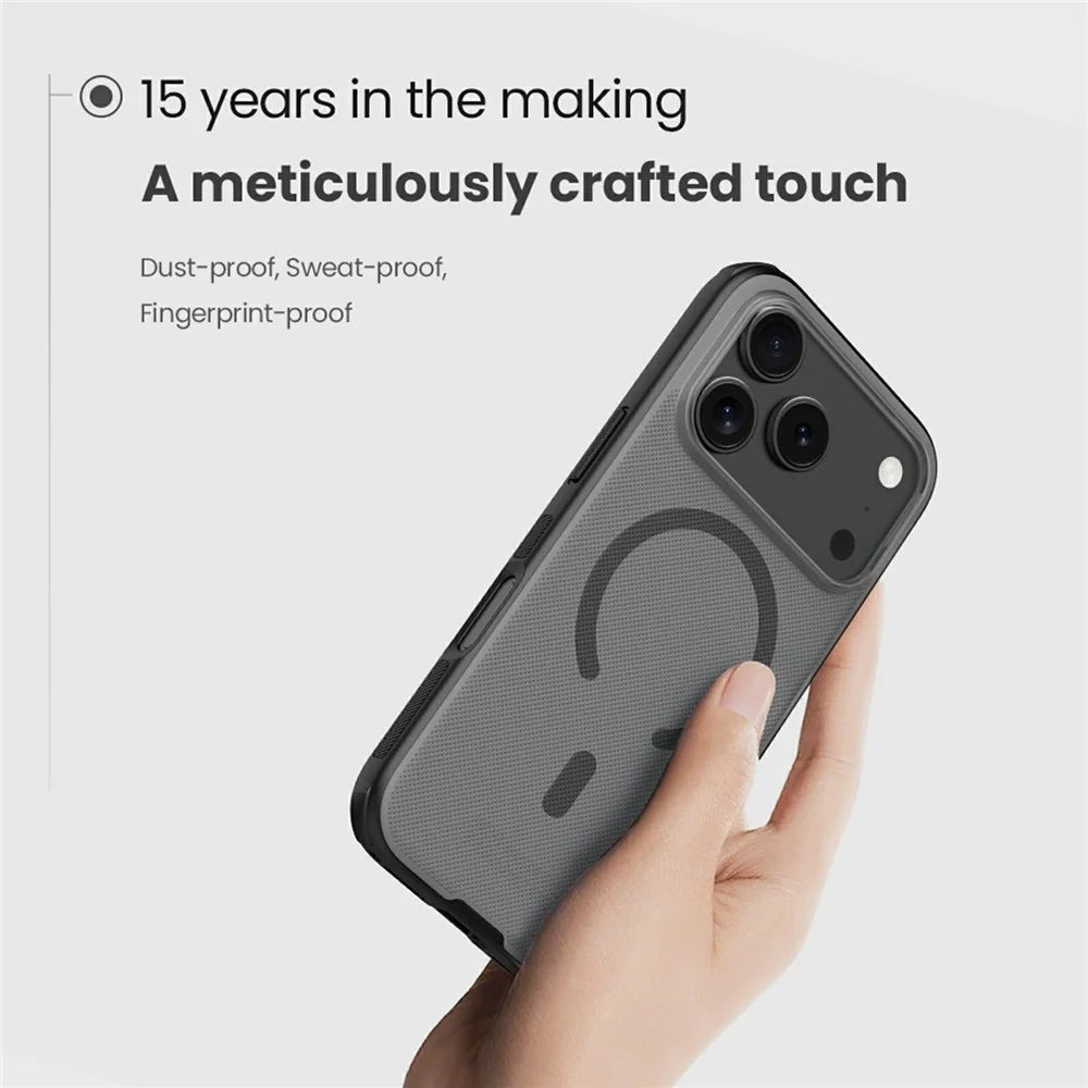 NILLKIN Super Frosted Shield Pro for iPhone 18 Pro / 17 Pro Magnetic Case Matte PC TPU Clear Black Phone Back Cover - Transparent Black - 7