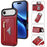 N.BEKUS For iPhone Air Leather Zipper Case Card Holder Phone Cover with Shoulder Strap - Red - 1