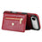 N.BEKUS For iPhone Air Leather Zipper Case Card Holder Phone Cover with Shoulder Strap - Red - 4