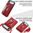 N.BEKUS For iPhone Air Leather Zipper Case Card Holder Phone Cover with Shoulder Strap - Red - 7