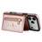 N.BEKUS For iPhone 18 Pro Max / 17 Pro Max Leather Zipper Case Card Holder Phone Cover with Shoulder Strap - Pink - 3