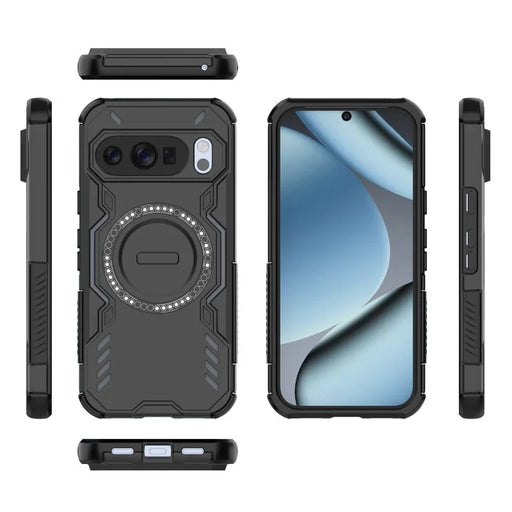 WANLONFENG For Google Pixel 10 Pro Magnetic Case  DJ Series PC TPU Phone Cover with 2Pcs Tempered Glass Film - Black - 2