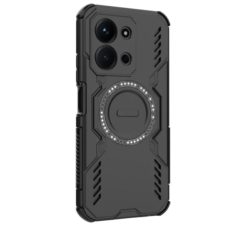 WANLONFENG For Xiaomi Redmi 15C 4G (EU) (173mm) / Xiaomi Redmi 15C 5G (EU) (173mm) Magnetic Case  DJ Series PC TPU Phone Cover with 2Pcs Tempered Glass Film - Black - 4