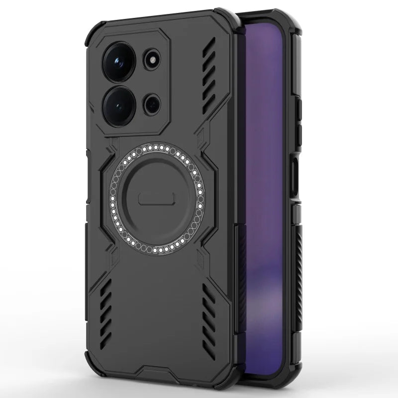 WANLONFENG For Xiaomi Redmi 15C 4G (EU) (173mm) / Xiaomi Redmi 15C 5G (EU) (173mm) Magnetic Case  DJ Series PC TPU Phone Cover with 2Pcs Tempered Glass Film - Black - 5