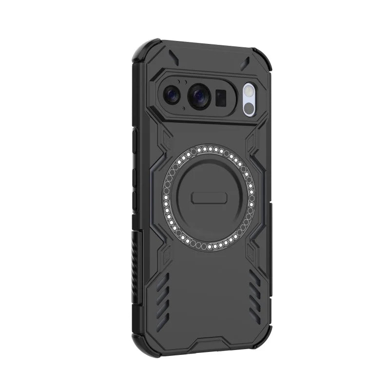 WANLONFENG For Google Pixel 10 Magnetic Case  DJ Series PC TPU Phone Cover with 2Pcs Tempered Glass Film - Black - 4