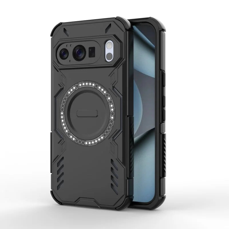 WANLONFENG For Google Pixel 10 Magnetic Case  DJ Series PC TPU Phone Cover with 2Pcs Tempered Glass Film - Black - 5