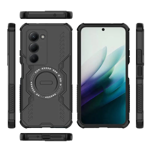 WANLONFENG For Xiaomi Redmi 15 5G (Global) (169mm) Magnetic Case  DJ Series PC TPU Phone Cover with 2Pcs Tempered Glass Film - Black - 2
