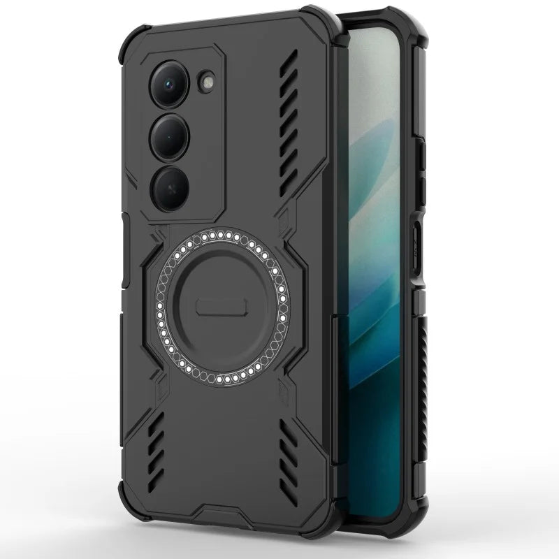 WANLONFENG For Xiaomi Redmi 15 5G (Global) (169mm) Magnetic Case  DJ Series PC TPU Phone Cover with 2Pcs Tempered Glass Film - Black - 5