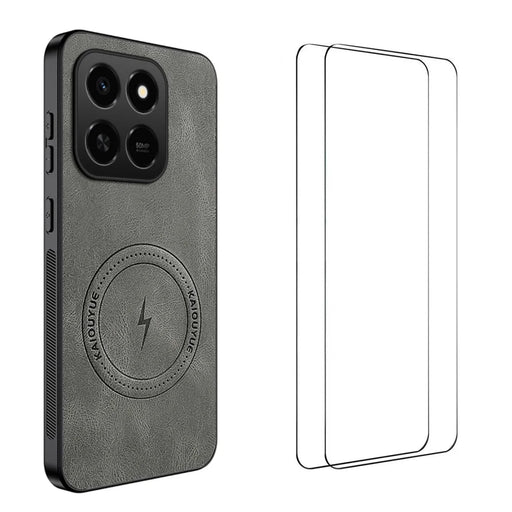 WANLONFENG For Honor 400 Smart 5G / 4G / X7d 4G Magnetic Case  SD Series PC TPU Phone Cover with 2Pcs Screen Film - Grey - 1