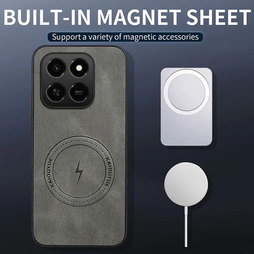 WANLONFENG For Honor 400 Smart 5G / 4G / X7d 4G Magnetic Case  SD Series PC TPU Phone Cover with 2Pcs Screen Film - Grey - 2