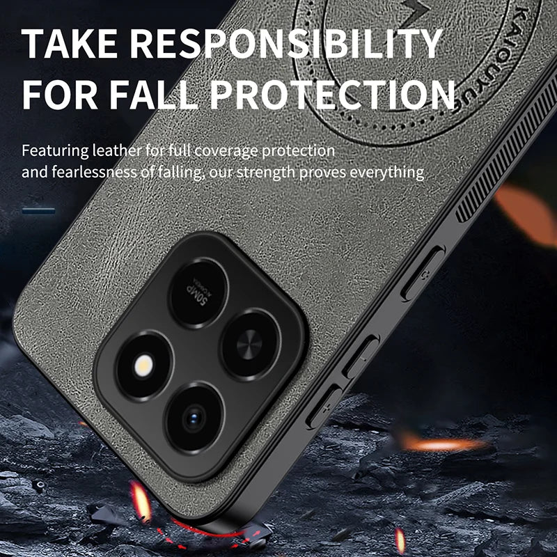 WANLONFENG For Honor 400 Smart 5G / 4G / X7d 4G Magnetic Case  SD Series PC TPU Phone Cover with 2Pcs Screen Film - Grey - 4