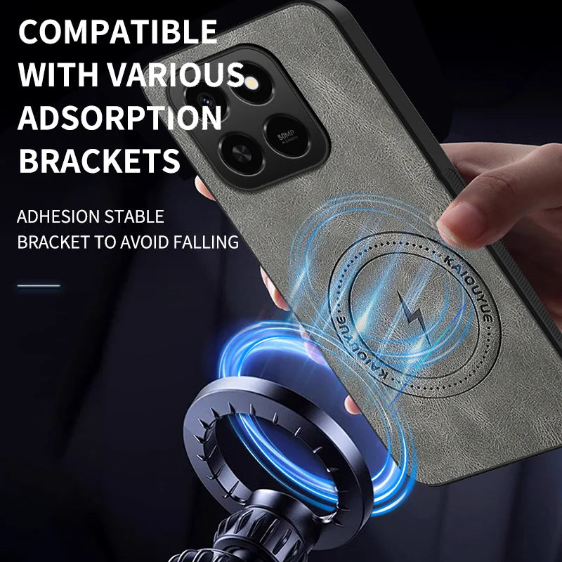 WANLONFENG For Honor 400 Smart 5G / 4G / X7d 4G Magnetic Case  SD Series PC TPU Phone Cover with 2Pcs Screen Film - Grey - 6