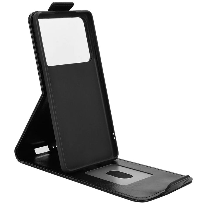 For Realme P4 Pro 5G Stand Case Magnetic Clasp Vertical Flip Leather Phone Cover with Card Holder - Black - 2